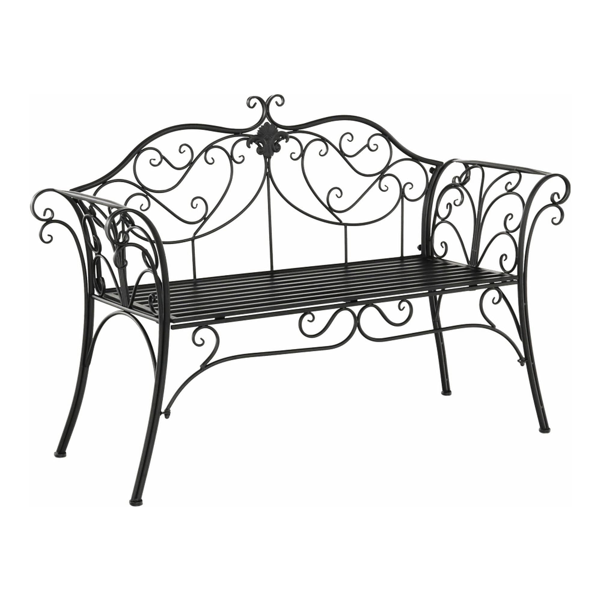 Banca gradina ETELIA, negru, metal, 131x49x89 cm