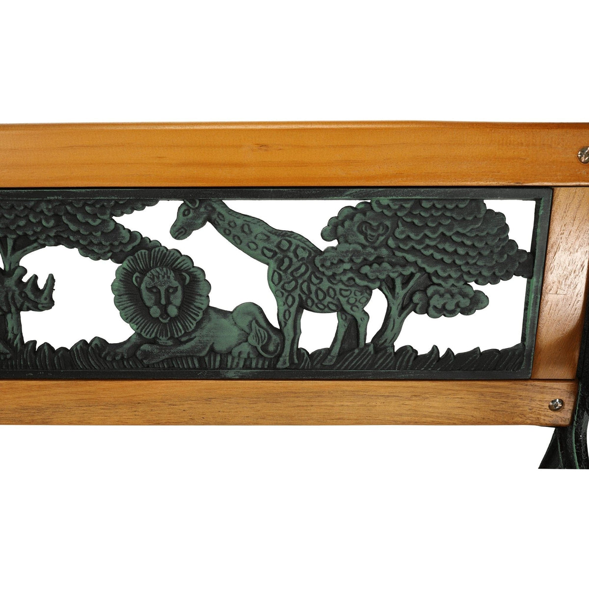 Banca gradina NADAZA, negru/stejar, lemn/metal, 82x40x48 cm