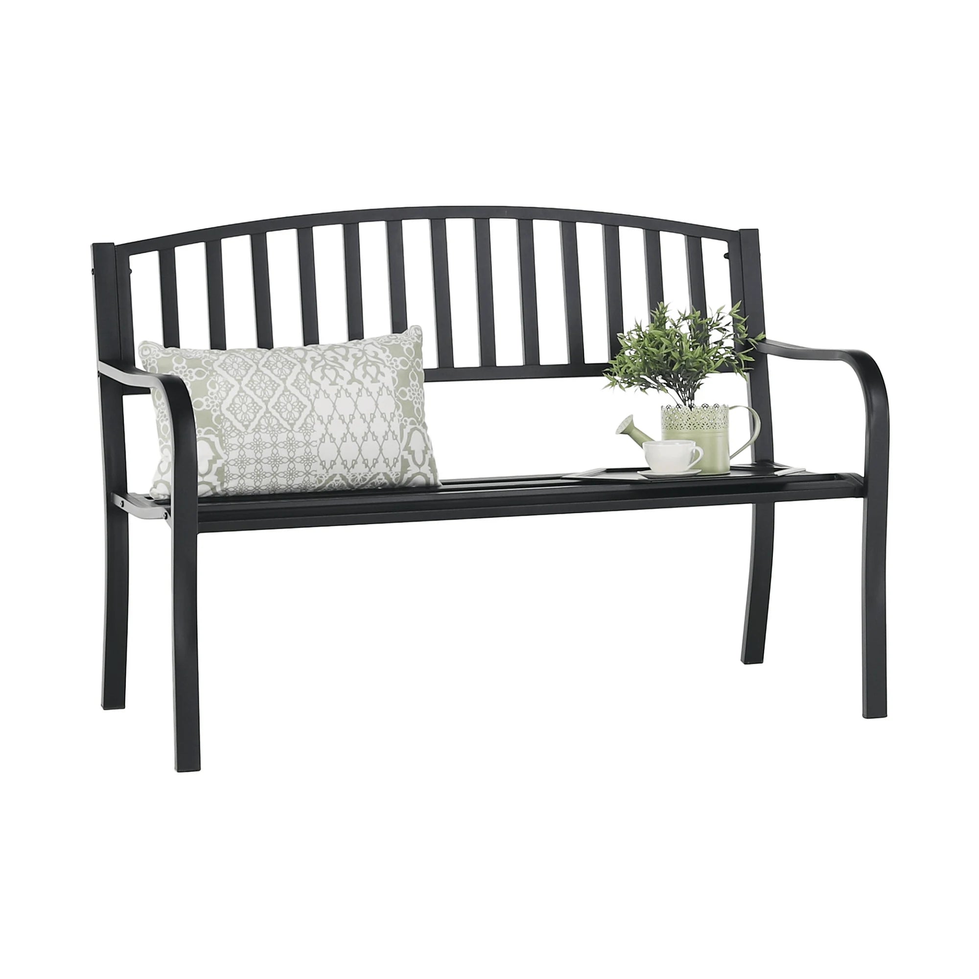 Banca gradina VENDA, negru, metal, 127x60x85 cm