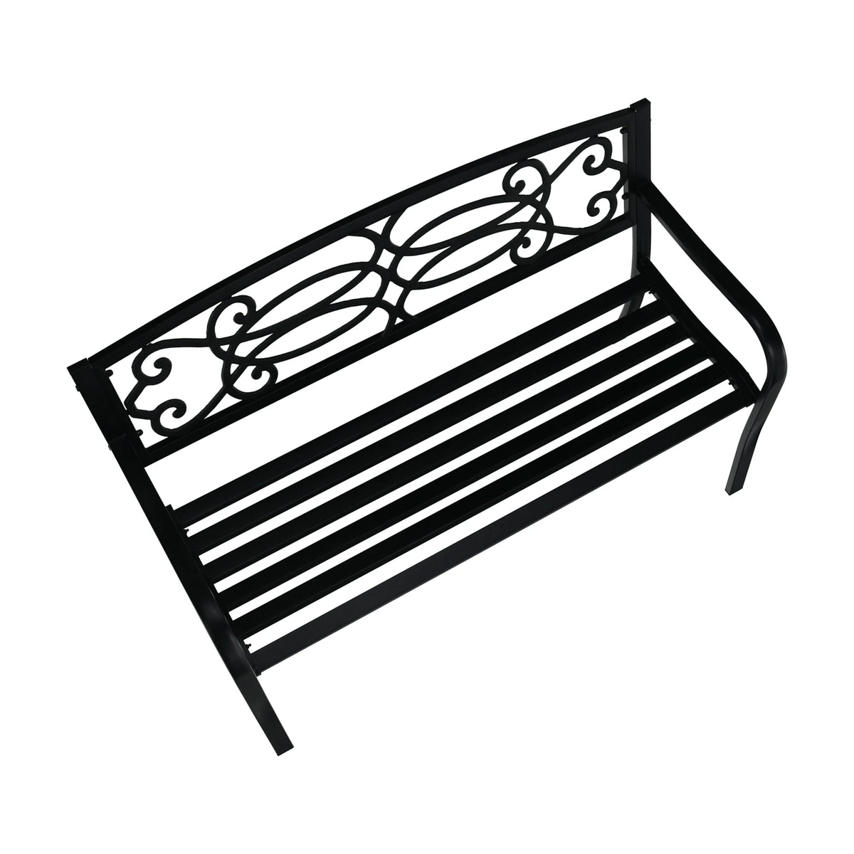 Banca gradina VENDA, negru, metal, 127x60x85 cm
