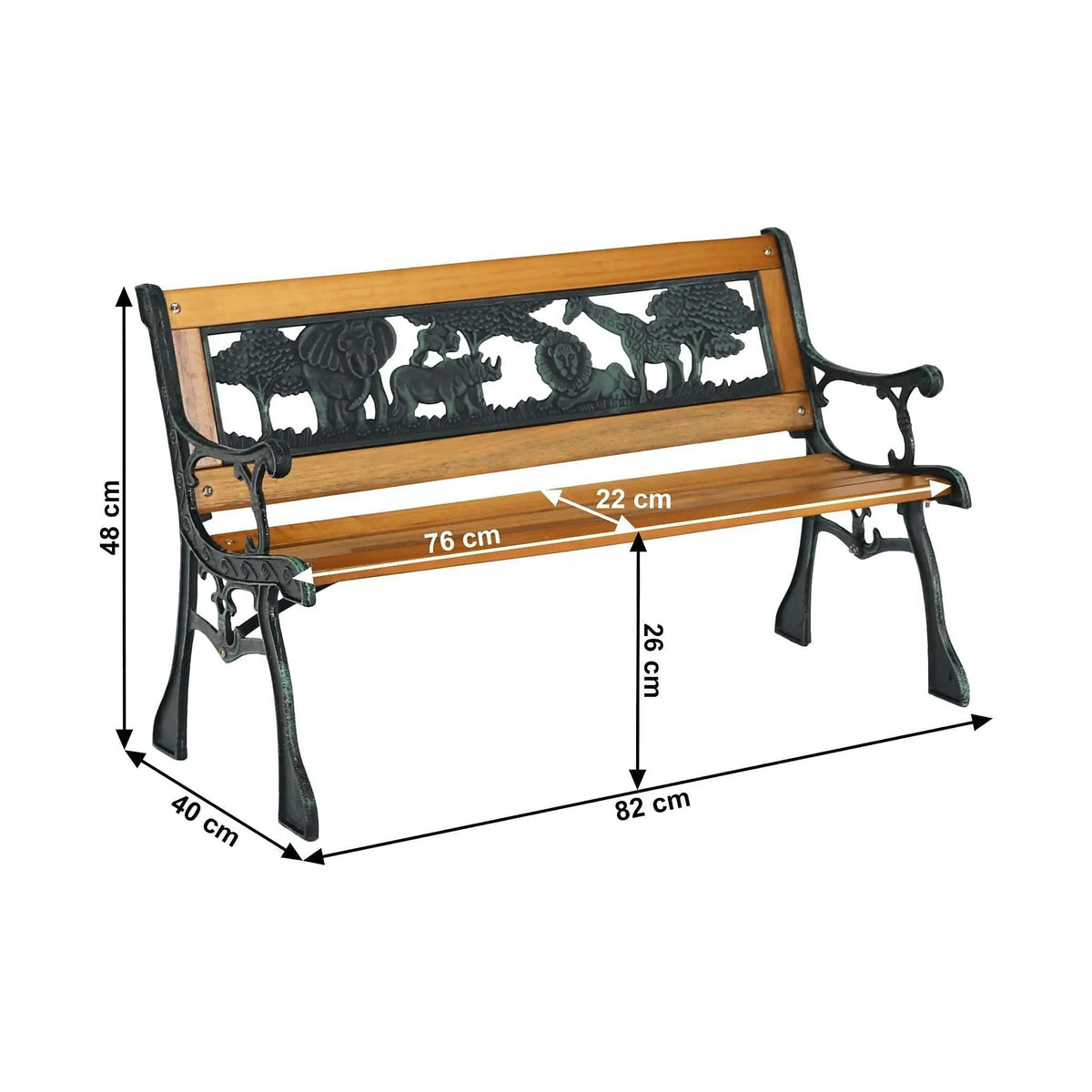 Banca pentru copii NADAZA, negru/stejar, lemn/metal, 82x40x48 cm