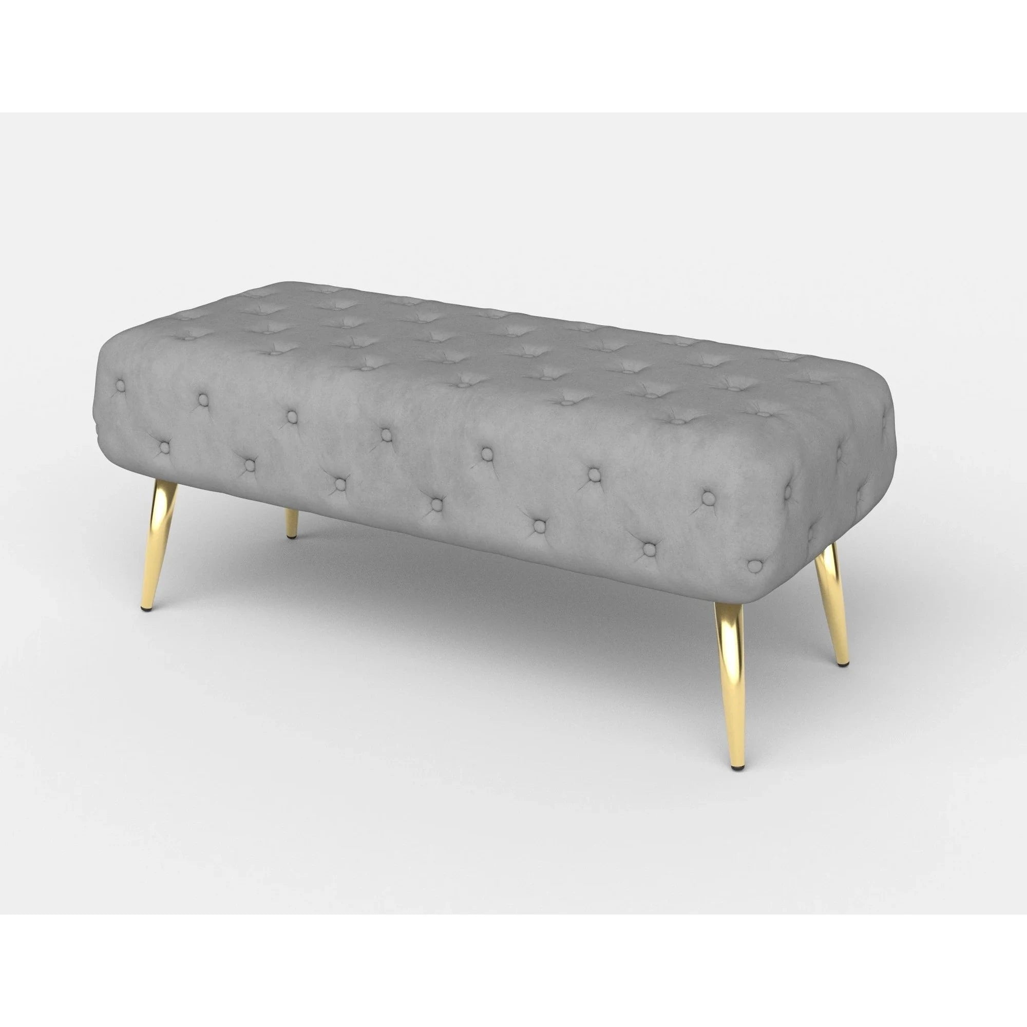 Bancheta ATHENA, stofa catifelata gri, 100x45x40 cm