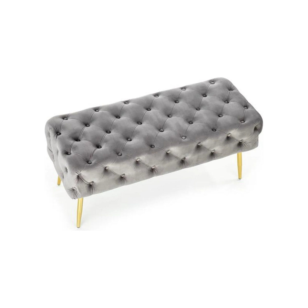 Bancheta ATHENA, stofa catifelata gri, 100x45x40 cm