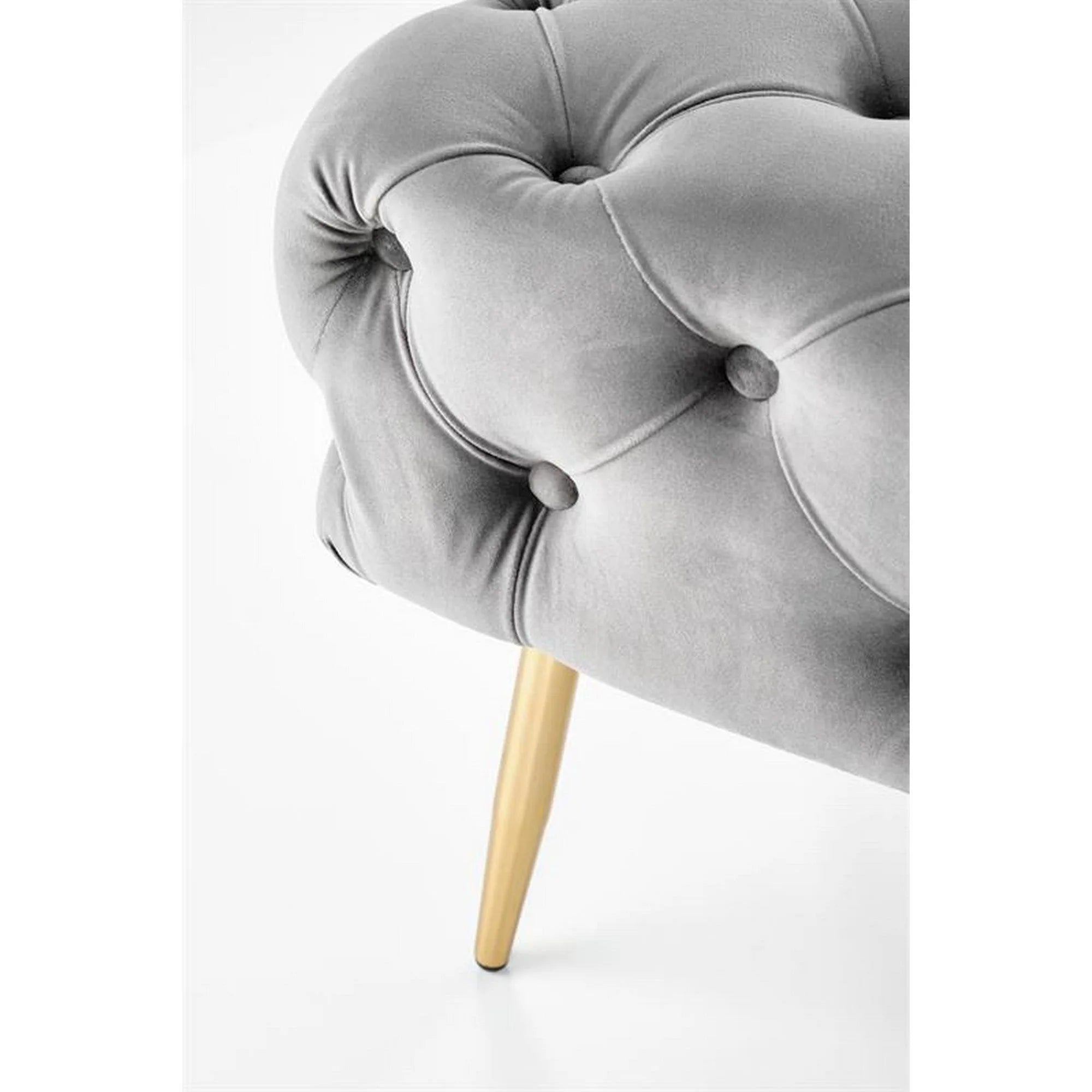 Bancheta ATHENA, stofa catifelata gri, 100x45x40 cm