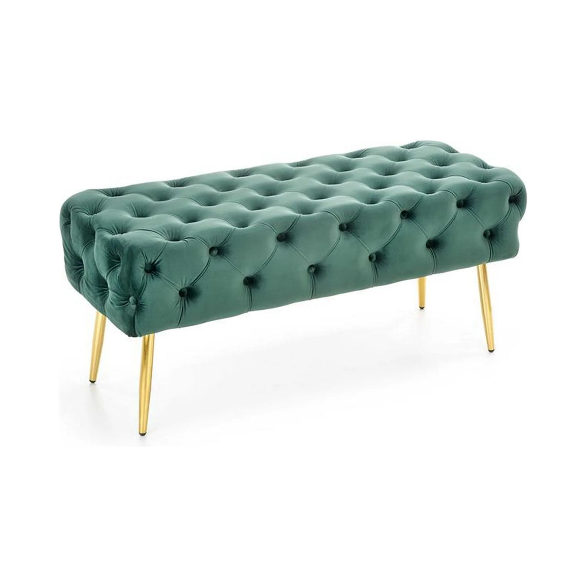 Bancheta verde ATHENA, stofa catifelata verde, 100x45x40 cm