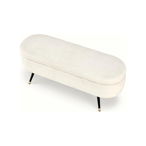 Bancheta AVEIRO, stofa buclata crem, 120x46x40 cm