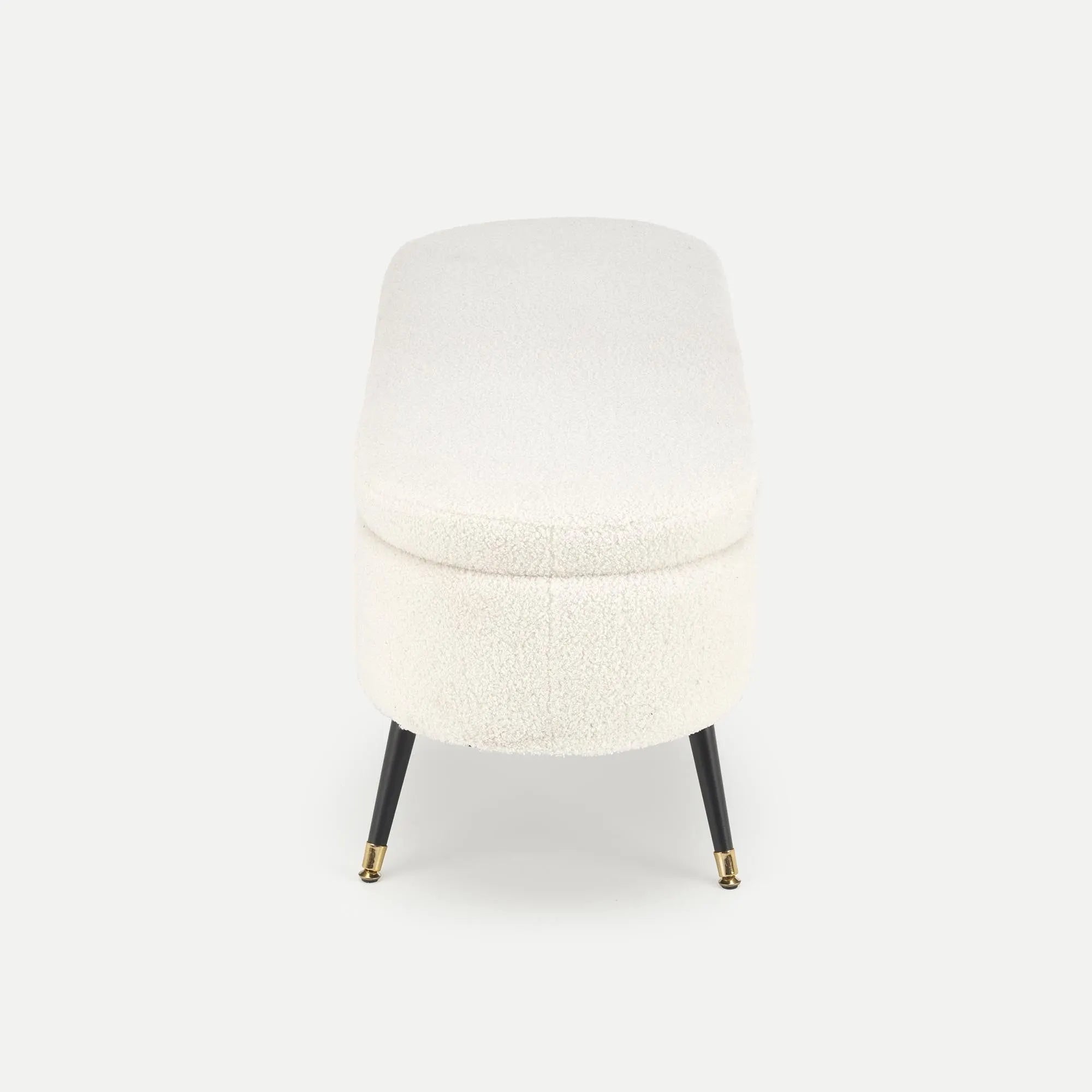 Bancheta AVEIRO, stofa buclata crem, 120x46x40 cm