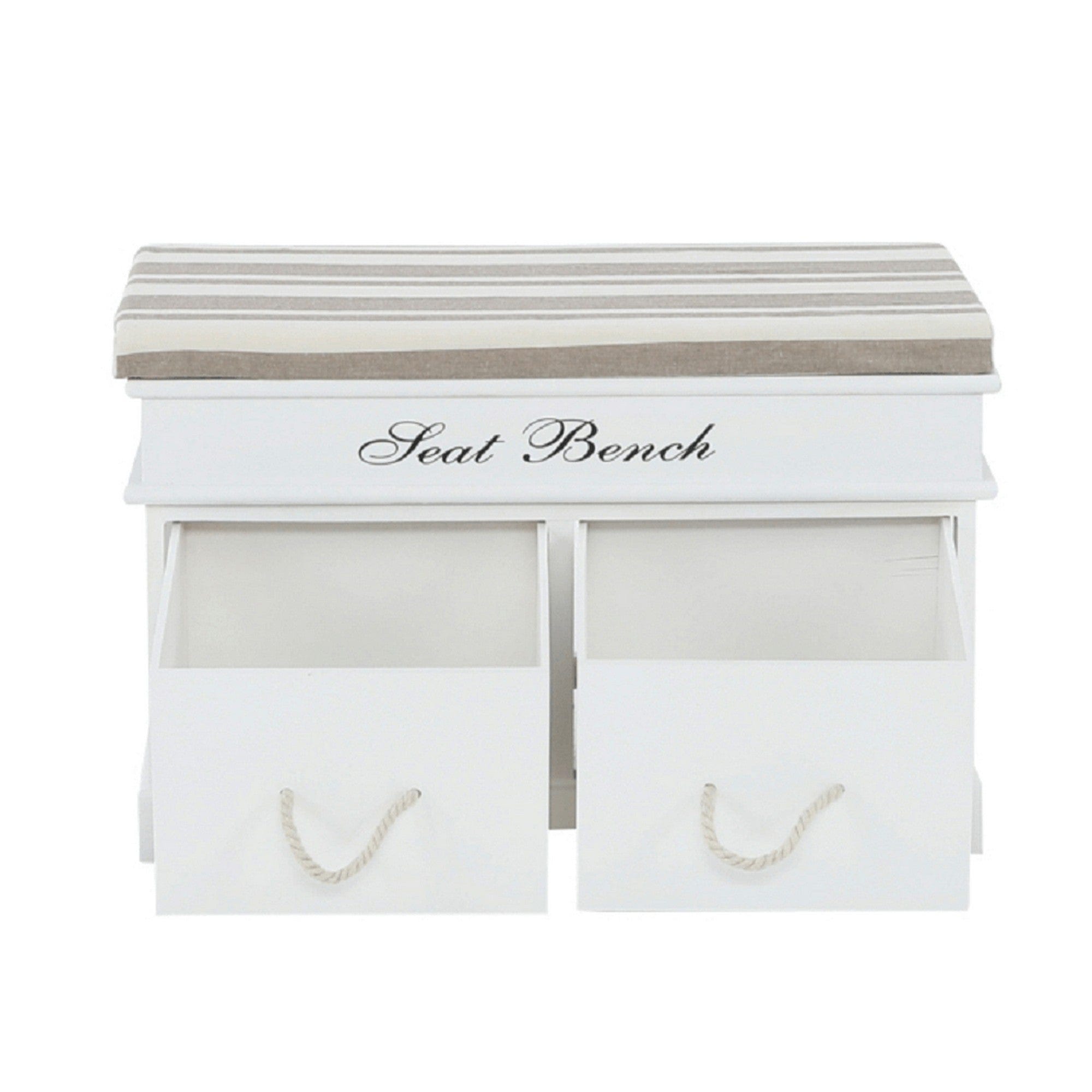 Bancheta BENCH, alb, lemn, cu perna, 70x35x45 cm