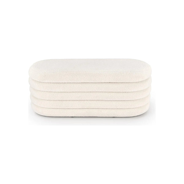 Bancheta BLISS, stofa buclata crem, 105x42x42 cm