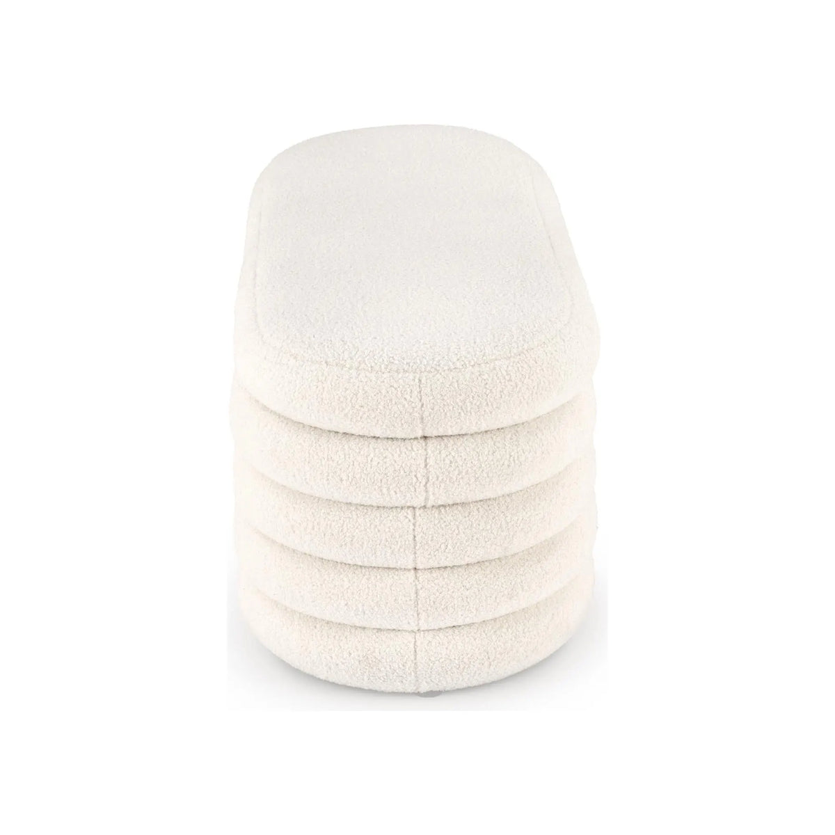 Bancheta tapitata hol BLISS, stofa buclata crem, 105x42x42 cm