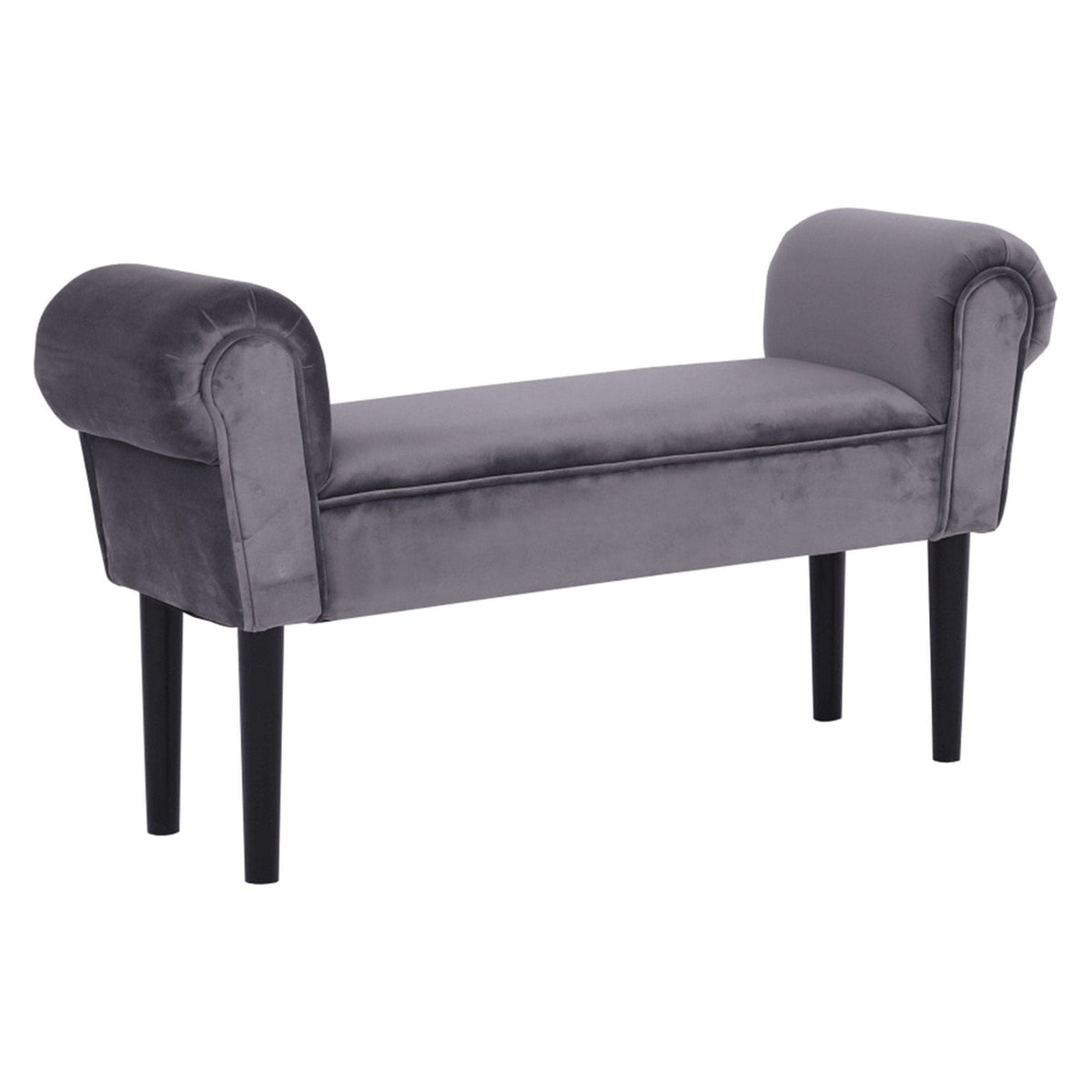 Bancheta BURDA, stofa catifelata gri inchis, 100x30x56 cm