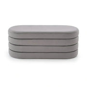 Bancheta CALPI, stofa catifelata gri, 110x46x42 cm