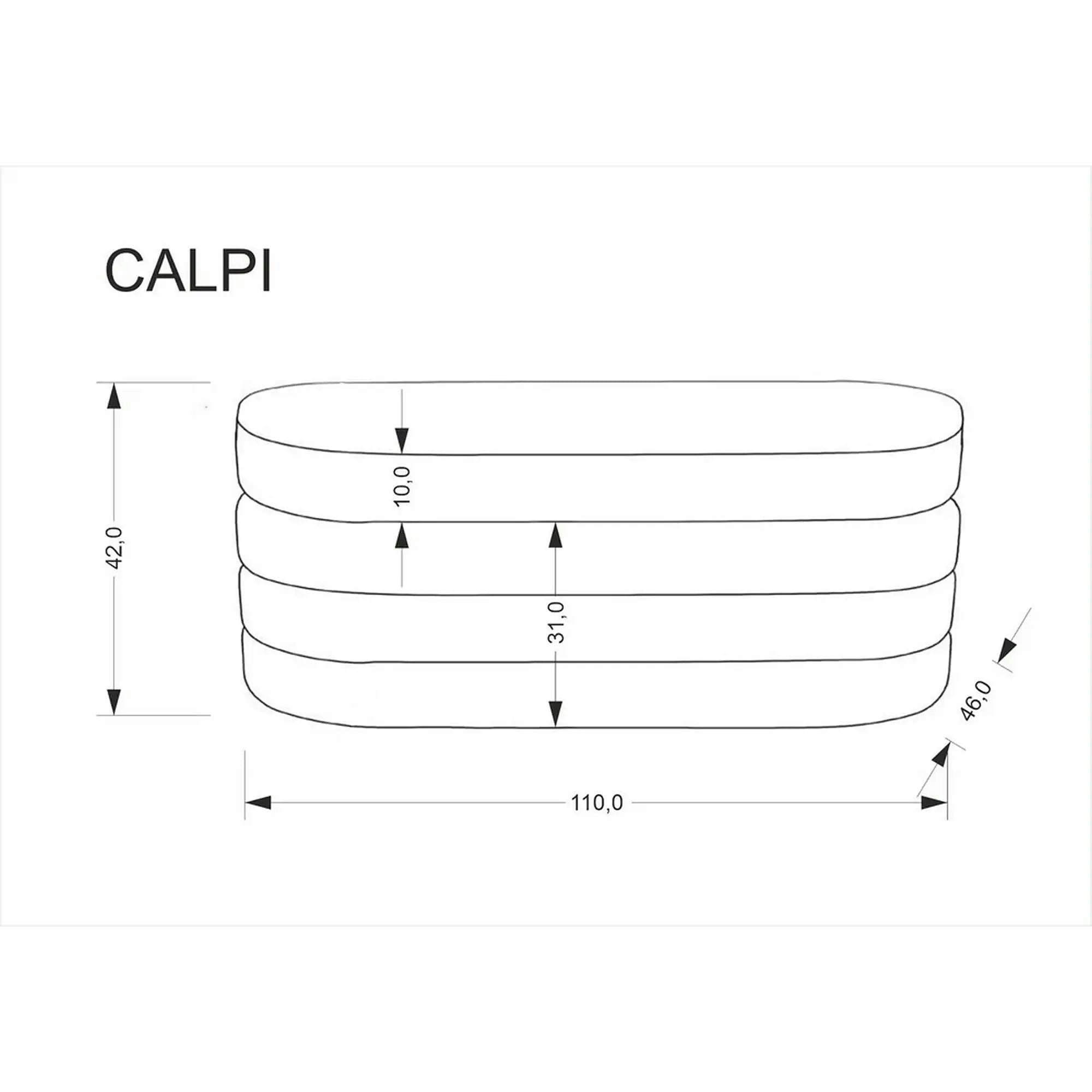 Bancheta CALPI, stofa catifelata gri, 110x46x42 cm