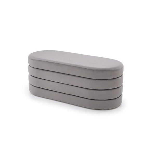 Bancheta CALPI, stofa catifelata gri, 110x46x42 cm