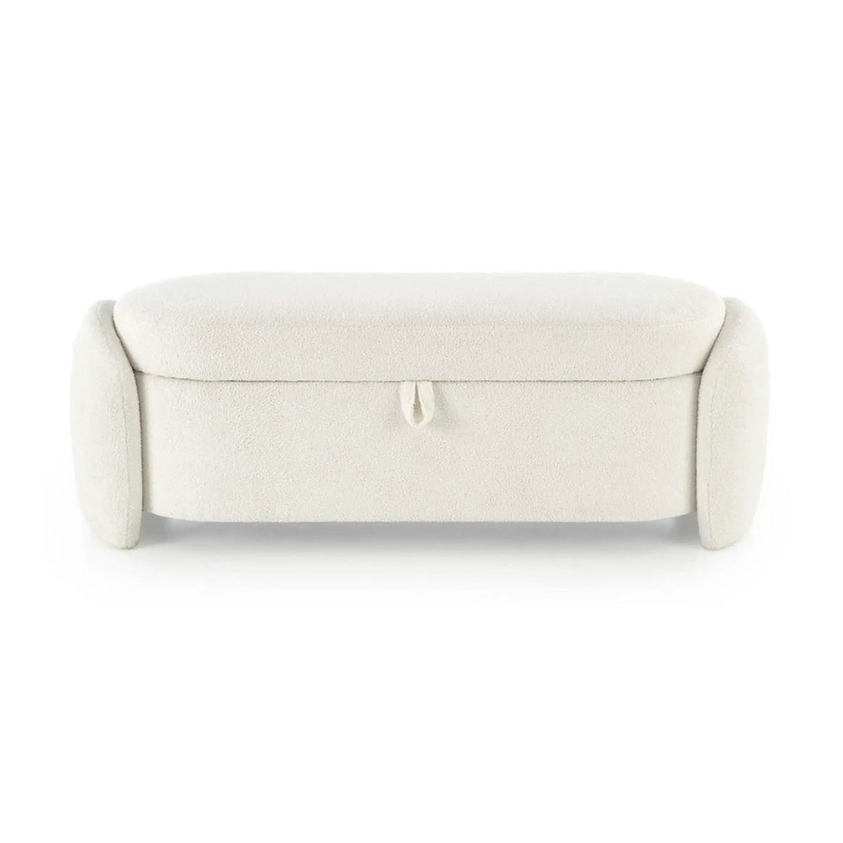 Bancheta FICARIA, stofa buclata crem, 150x40x47 cm