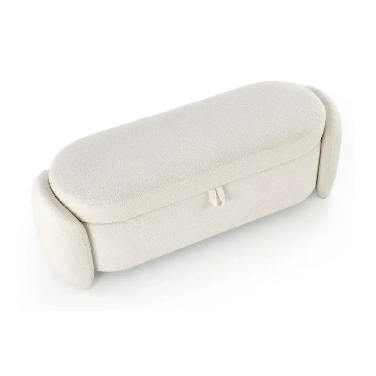 Bancheta FICARIA, stofa buclata crem, 150x40x47 cm