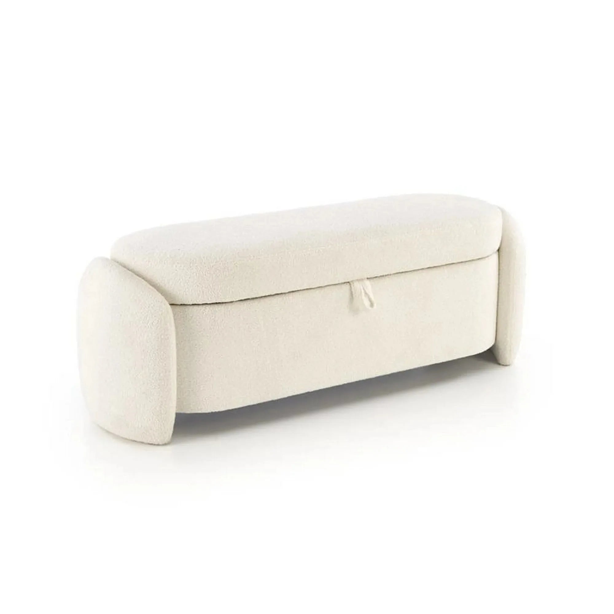 Bancheta FICARIA, stofa buclata crem, 150x40x47 cm