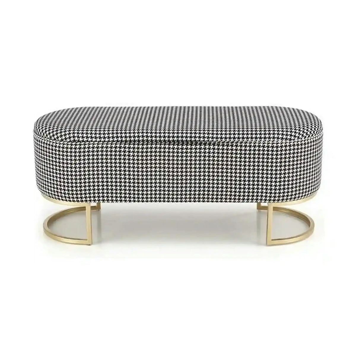 Bancheta HARMONY, negru/alb/auriu, stofa clasica/otel, 105x40x42 cm