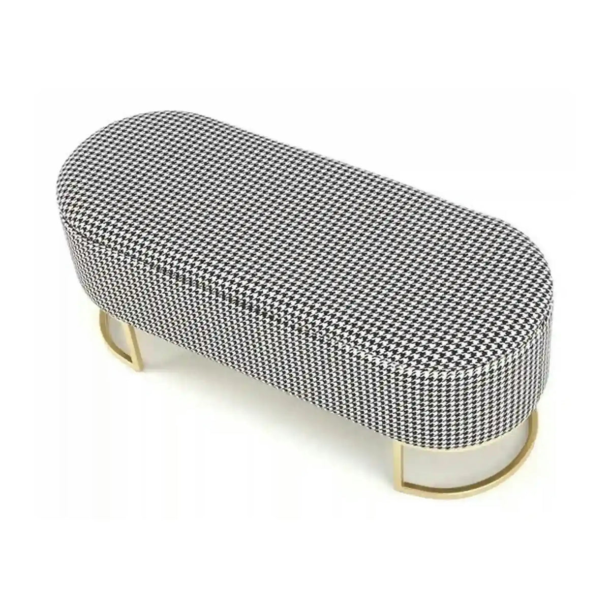 Bancheta HARMONY, negru/alb/auriu, stofa clasica/otel, 105x40x42 cm
