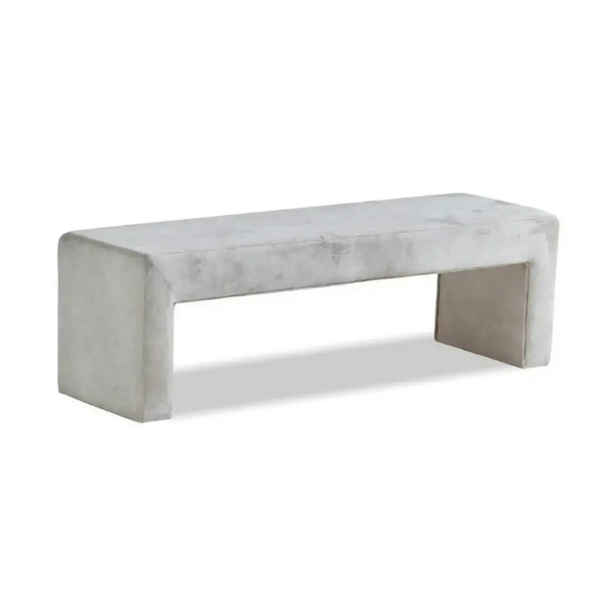 Bancheta MAGNESIA, bej, stofa catifelata, 120x36x36 cm