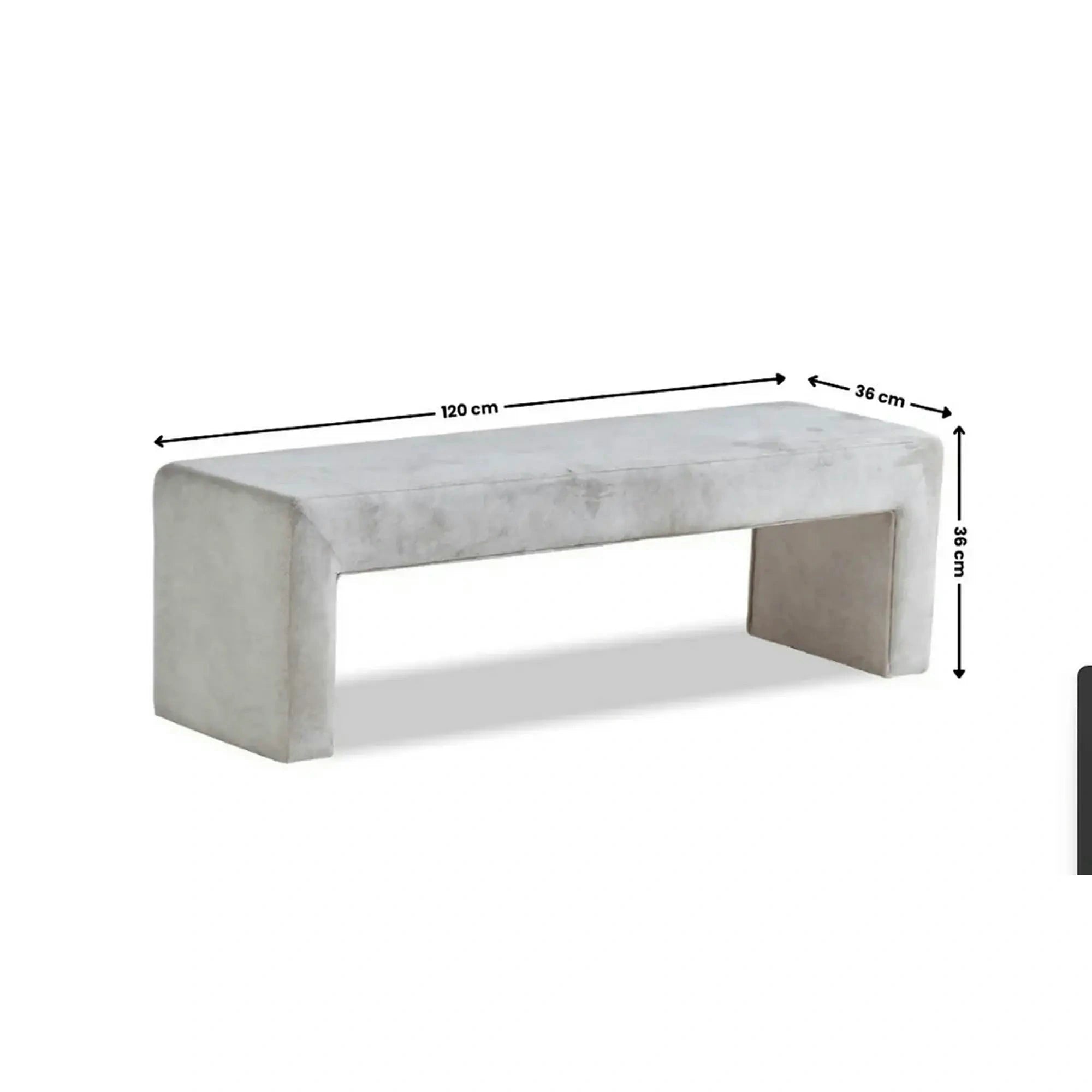 Bancheta MAGNESIA, bej, stofa catifelata, 120x36x36 cm