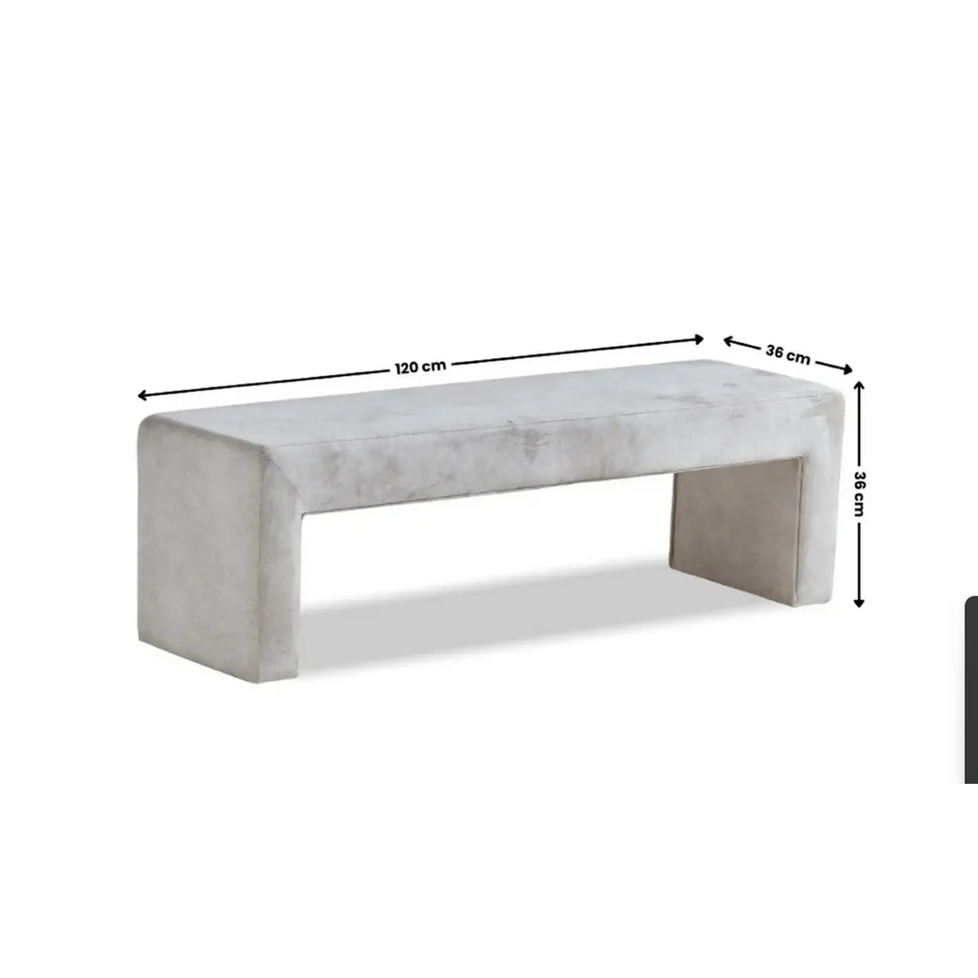 Bancheta MAGNESIA, bej, stofa catifelata, 120x36x36 cm
