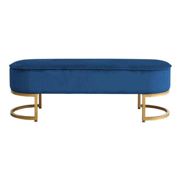Bancheta MIRILA NEW, stofa catifelata albastru, 100x40x43 cm