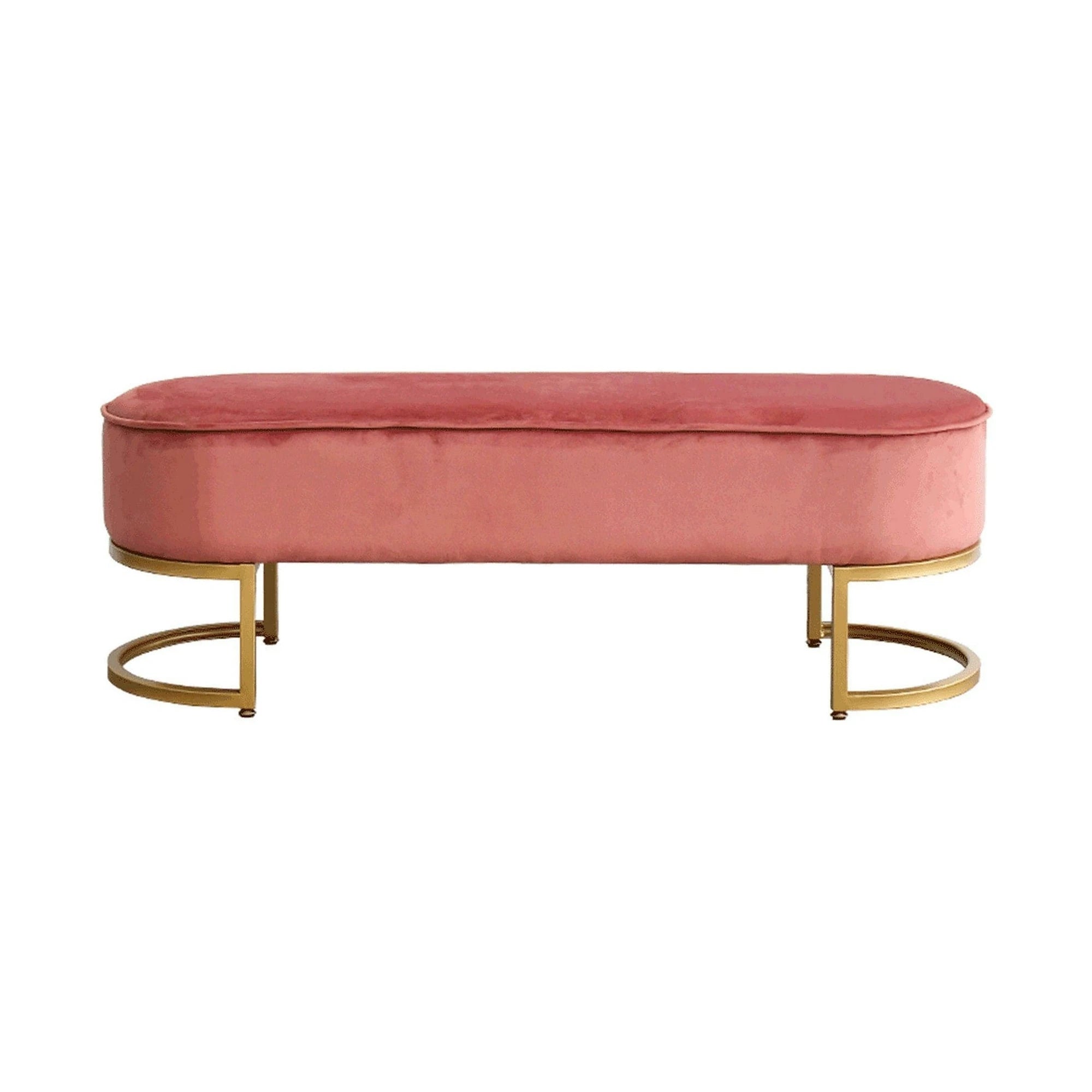 Bancheta MIRILA NEW, stofa catifelata roz, 100x40x43 cm