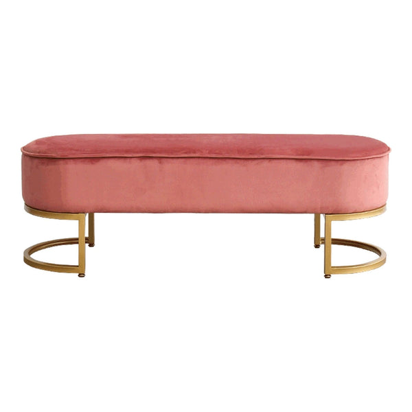 Bancheta MIRILA NEW, stofa catifelata roz, 100x40x43 cm