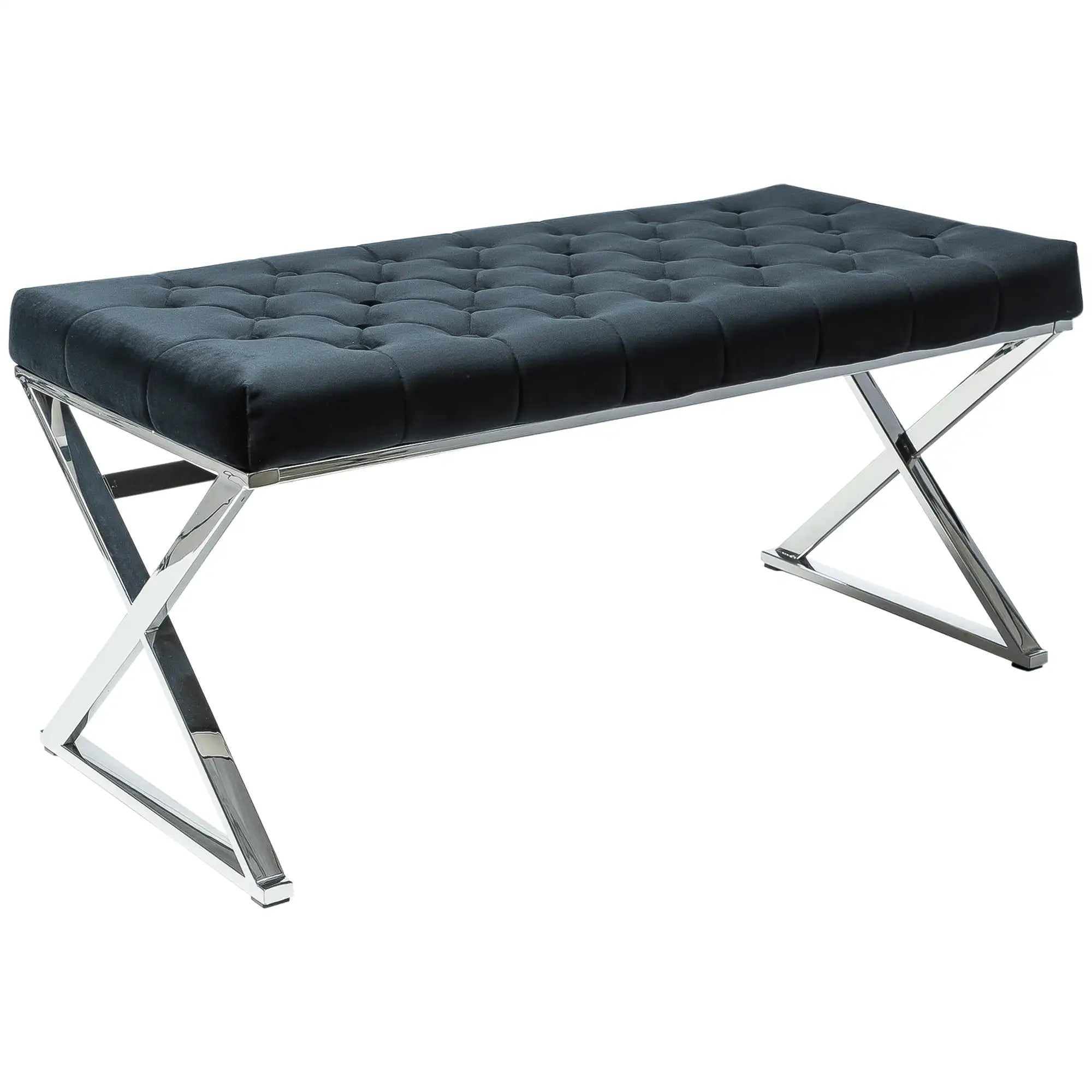 Bancheta ONYX, stofa catifelata negru, 100x46x48 cm