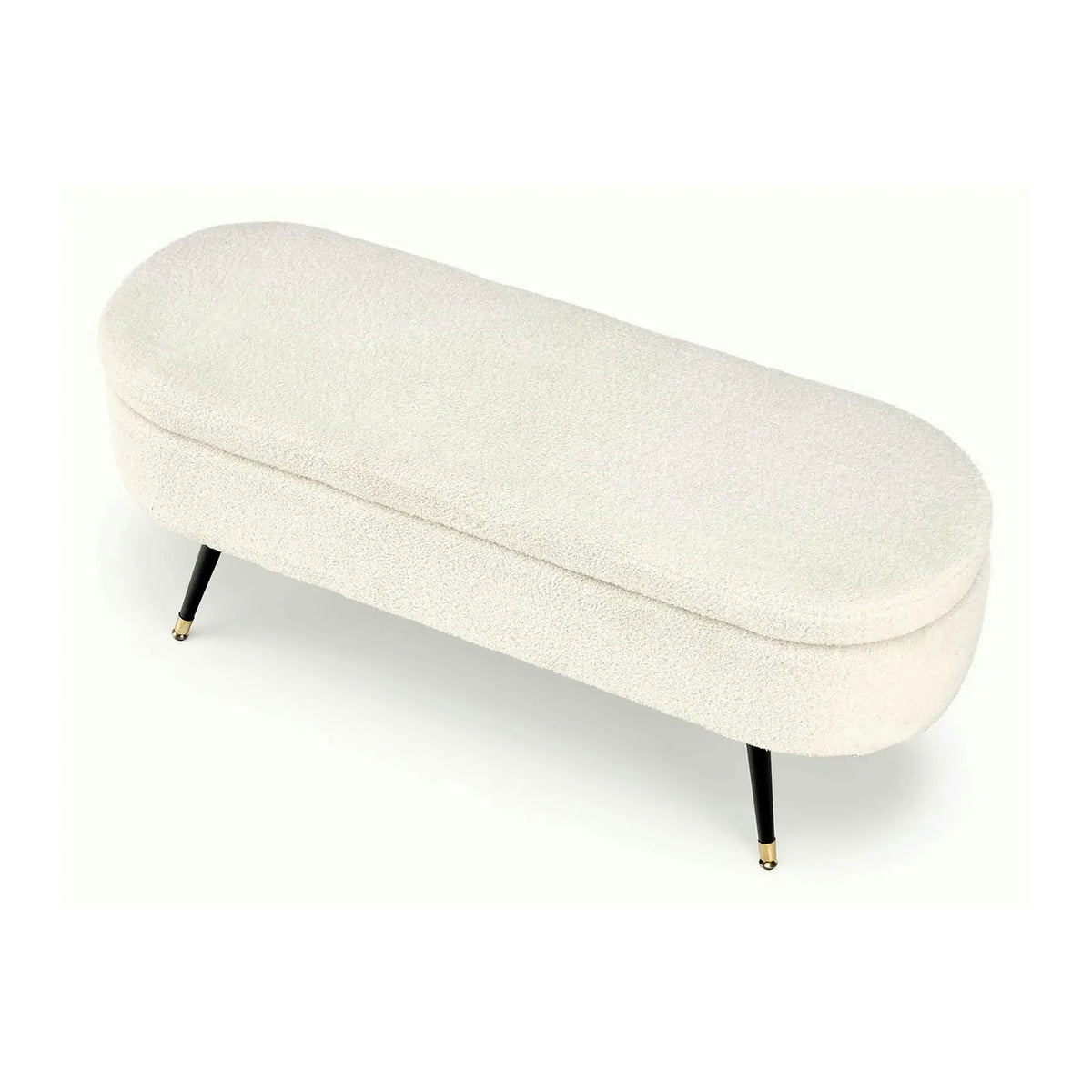 Bancheta pentru hol AVEIRO, stofa buclata crem, 120x46x40 cm