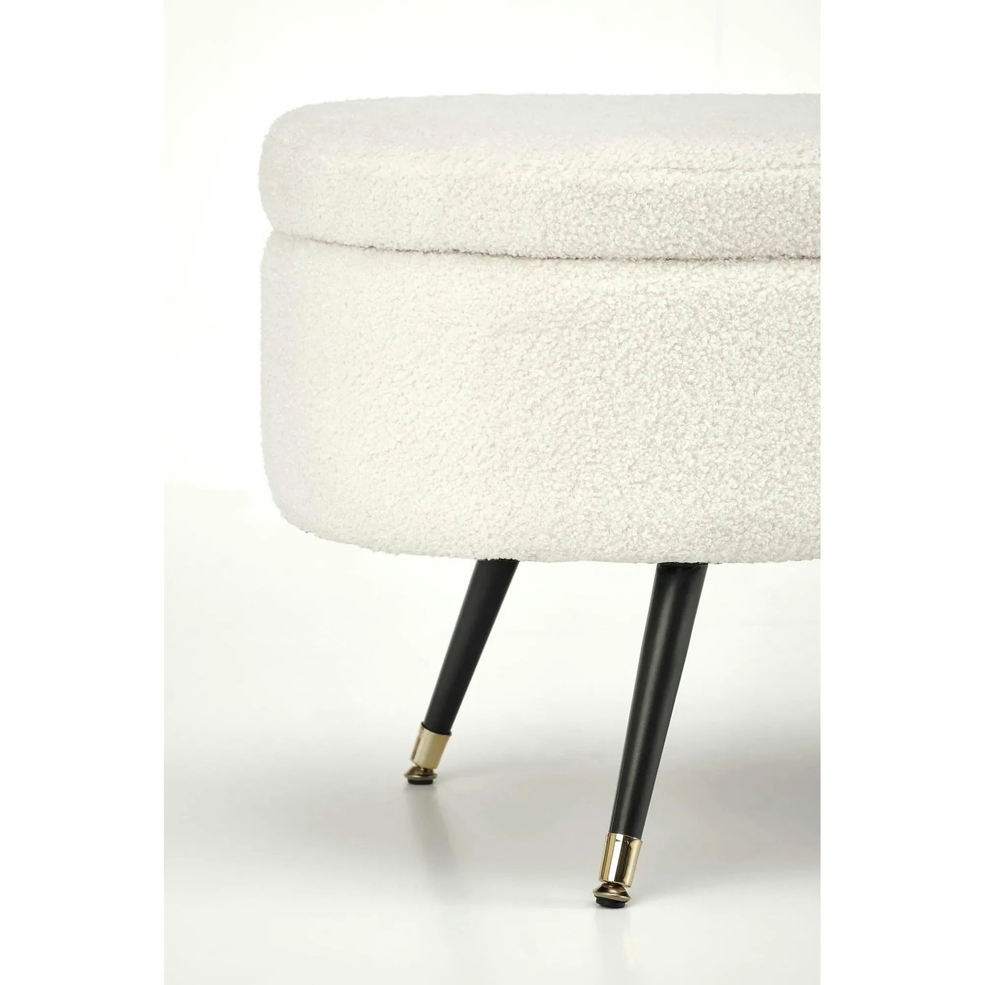 Bancheta pentru hol AVEIRO, stofa buclata crem, 120x46x40 cm