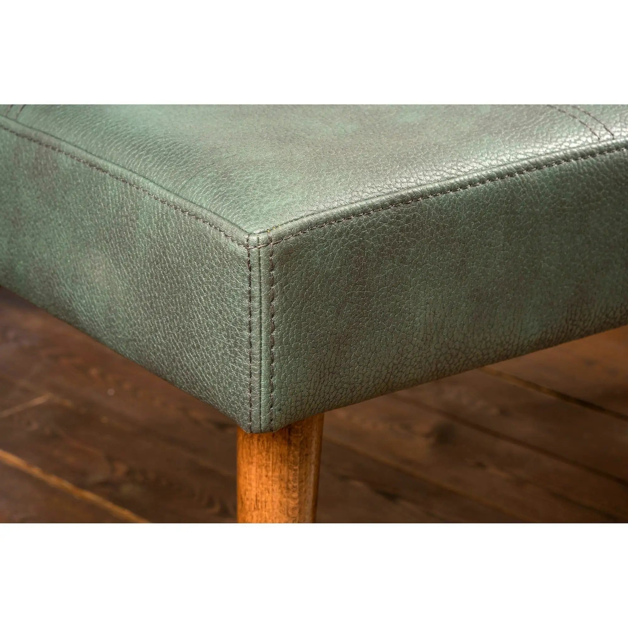 Bancheta POLE, verde/nuc, piele/lemn, 92x46x44 cm