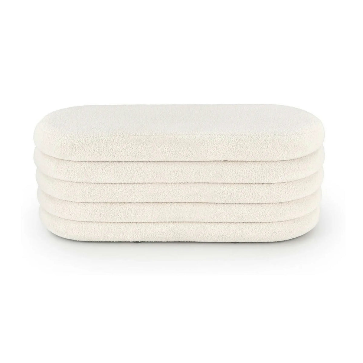 Bancheta tapitata hol BLISS, stofa buclata crem, 105x42x42 cm