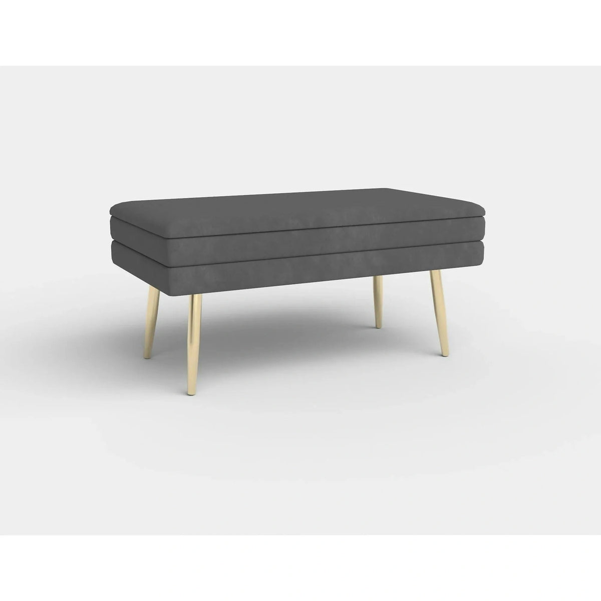 Bancheta VELVA, gri inchis/auriu, stofa catifelata/metal, 78x35x40 cm