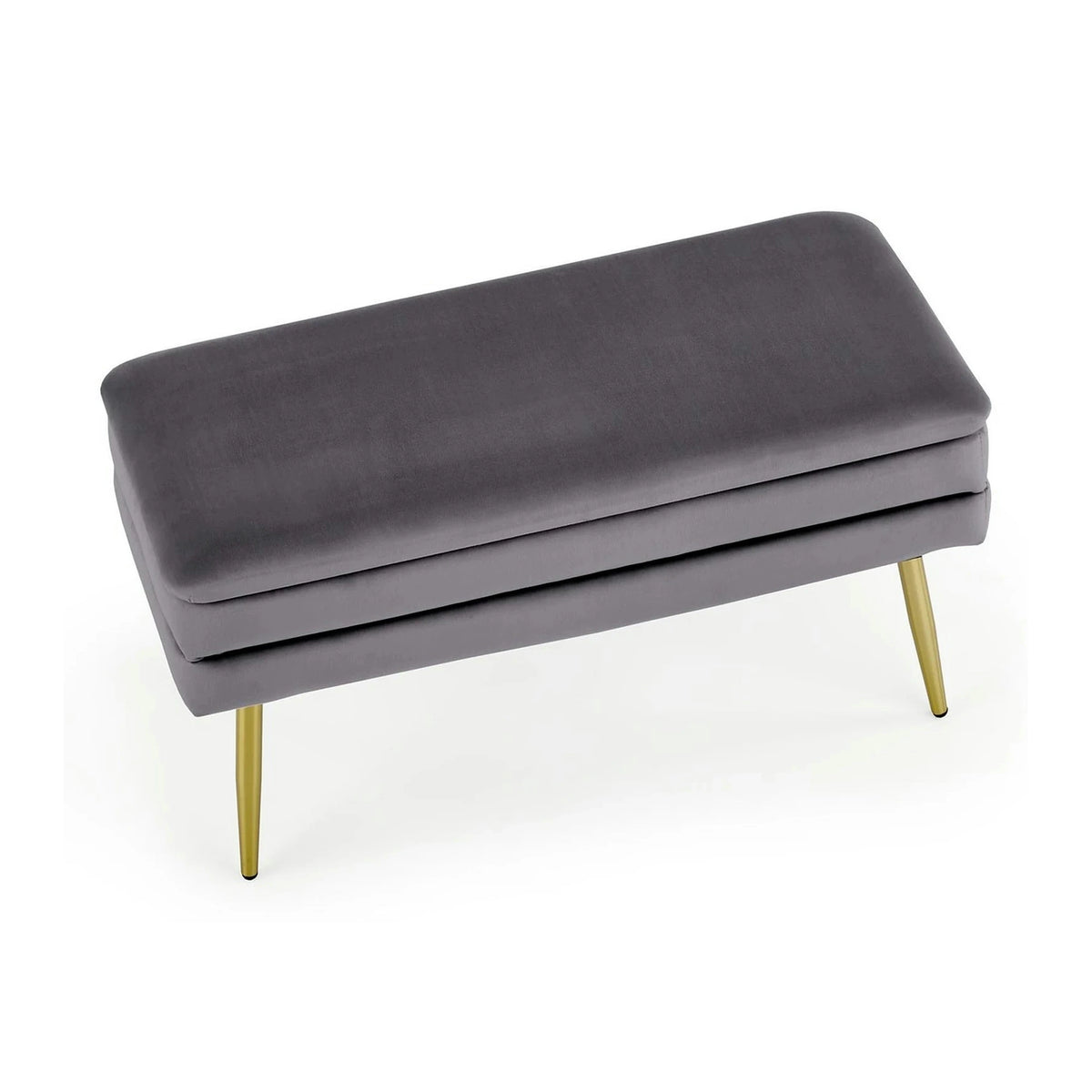 Bancheta VELVA, gri inchis/auriu, stofa catifelata/metal, 78x35x40 cm