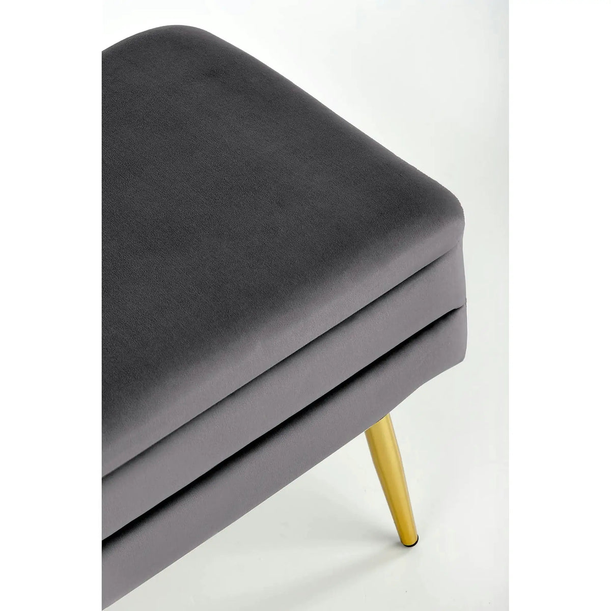 Bancheta VELVA, gri inchis/auriu, stofa catifelata/metal, 78x35x40 cm