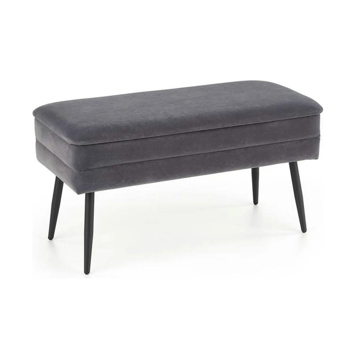 Bancheta VELVA, gri inchis/negru, stofa catifelata/metal, 78x35x40 cm