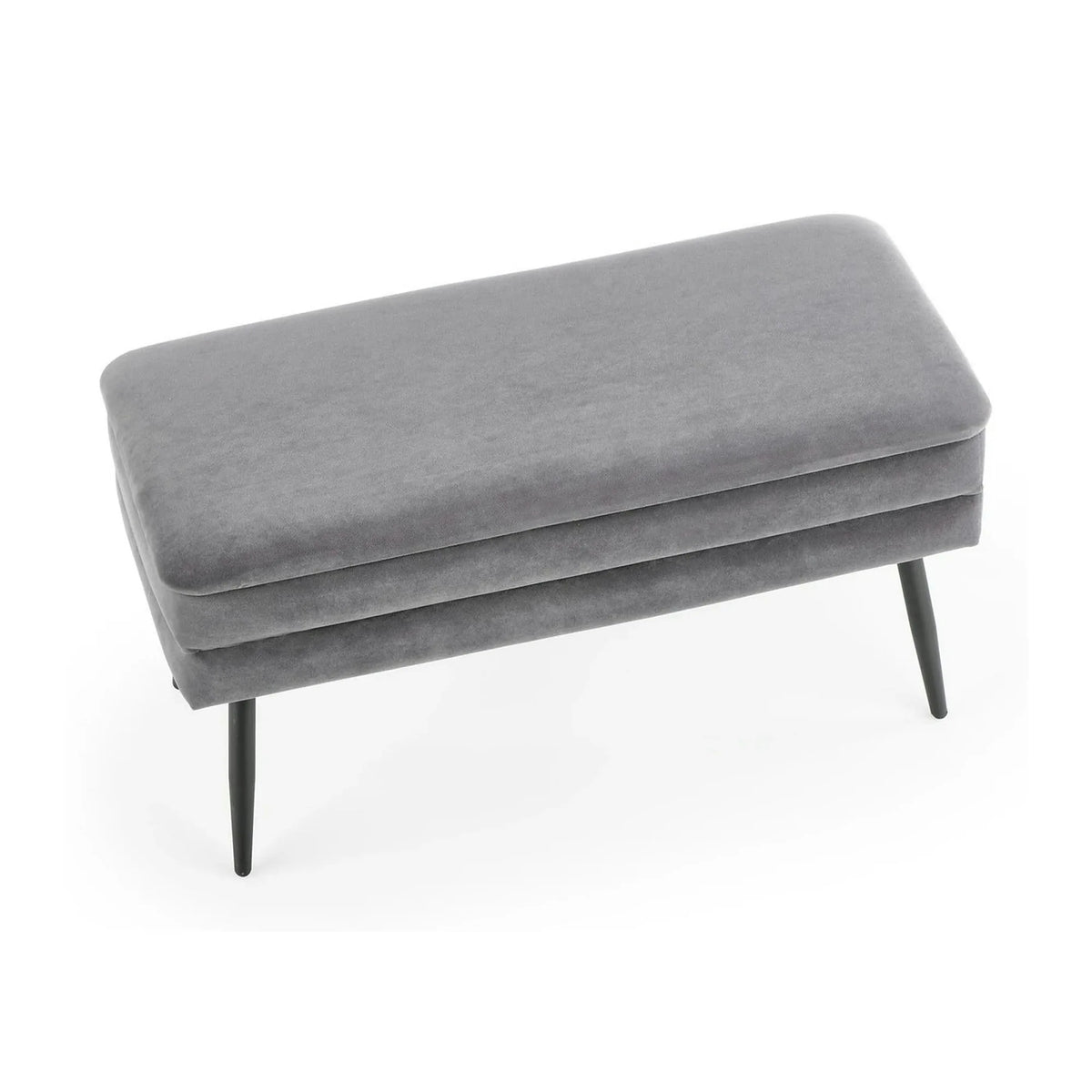 Bancheta VELVA, gri inchis/negru, stofa catifelata/metal, 78x35x40 cm