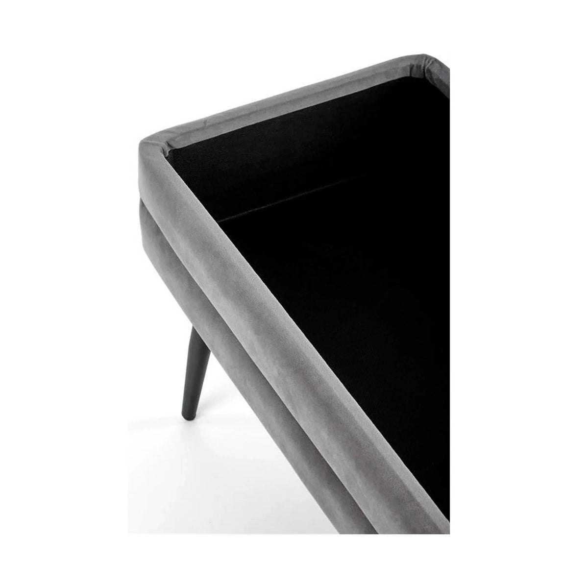 Bancheta VELVA, gri inchis/negru, stofa catifelata/metal, 78x35x40 cm