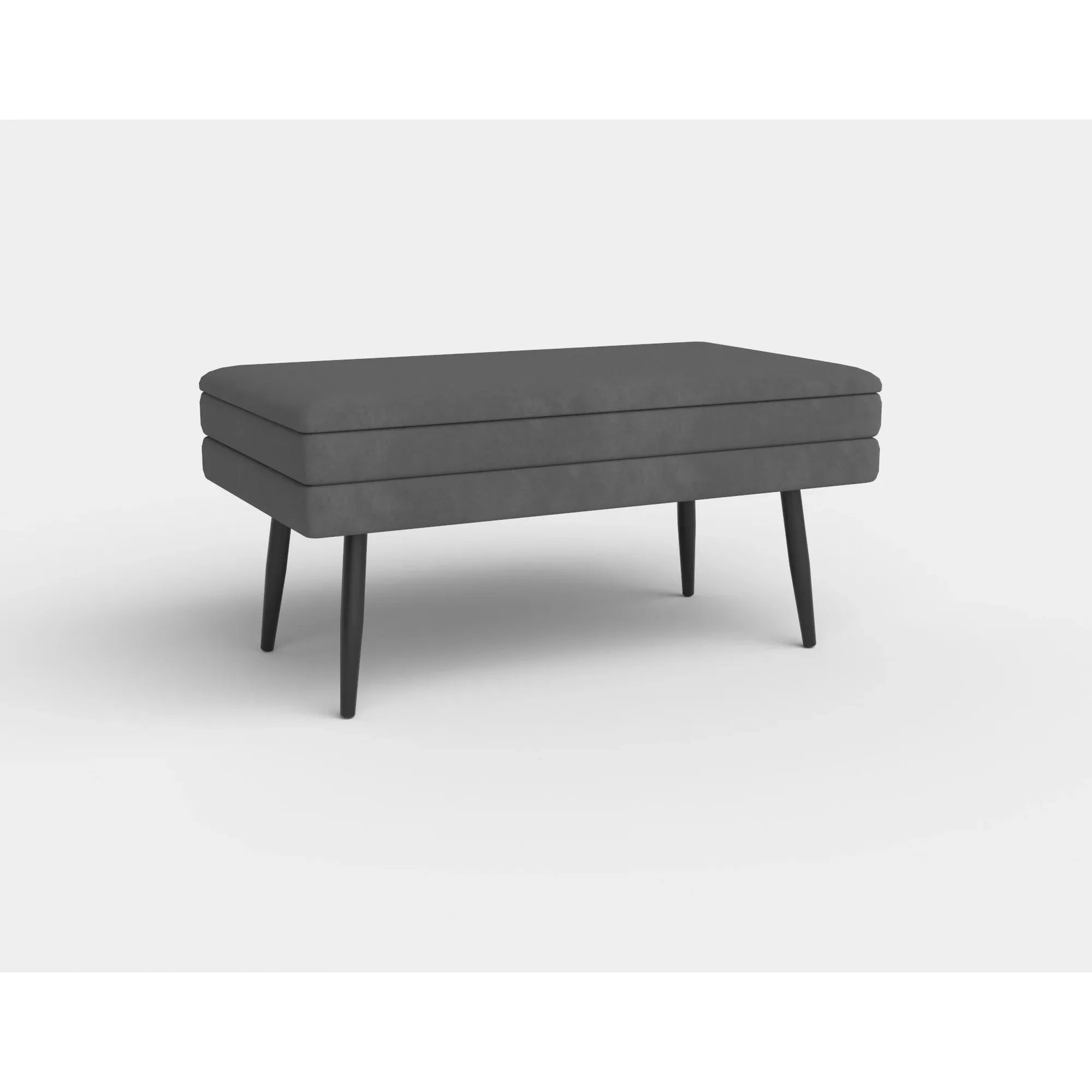 Bancheta VELVA, gri inchis/negru, stofa catifelata/metal, 78x35x40 cm