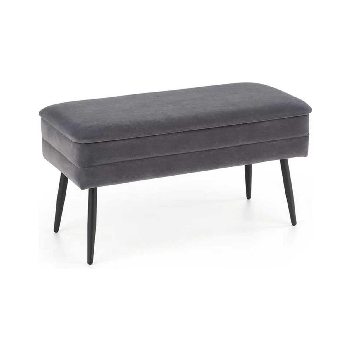 Bancheta VELVA, gri inchis/negru, stofa catifelata/metal, 78x35x40 cm
