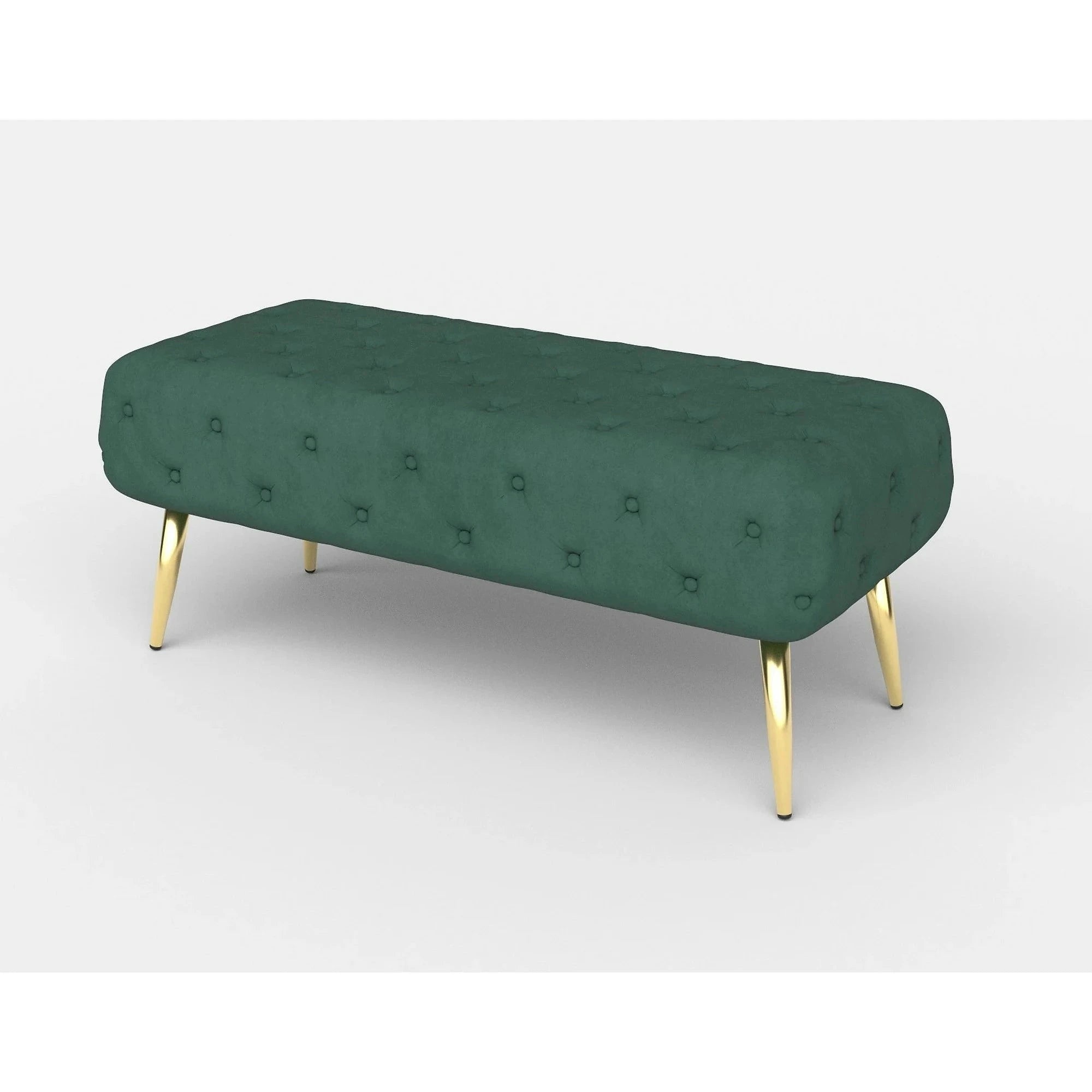 Bancheta verde ATHENA, stofa catifelata verde, 100x45x40 cm