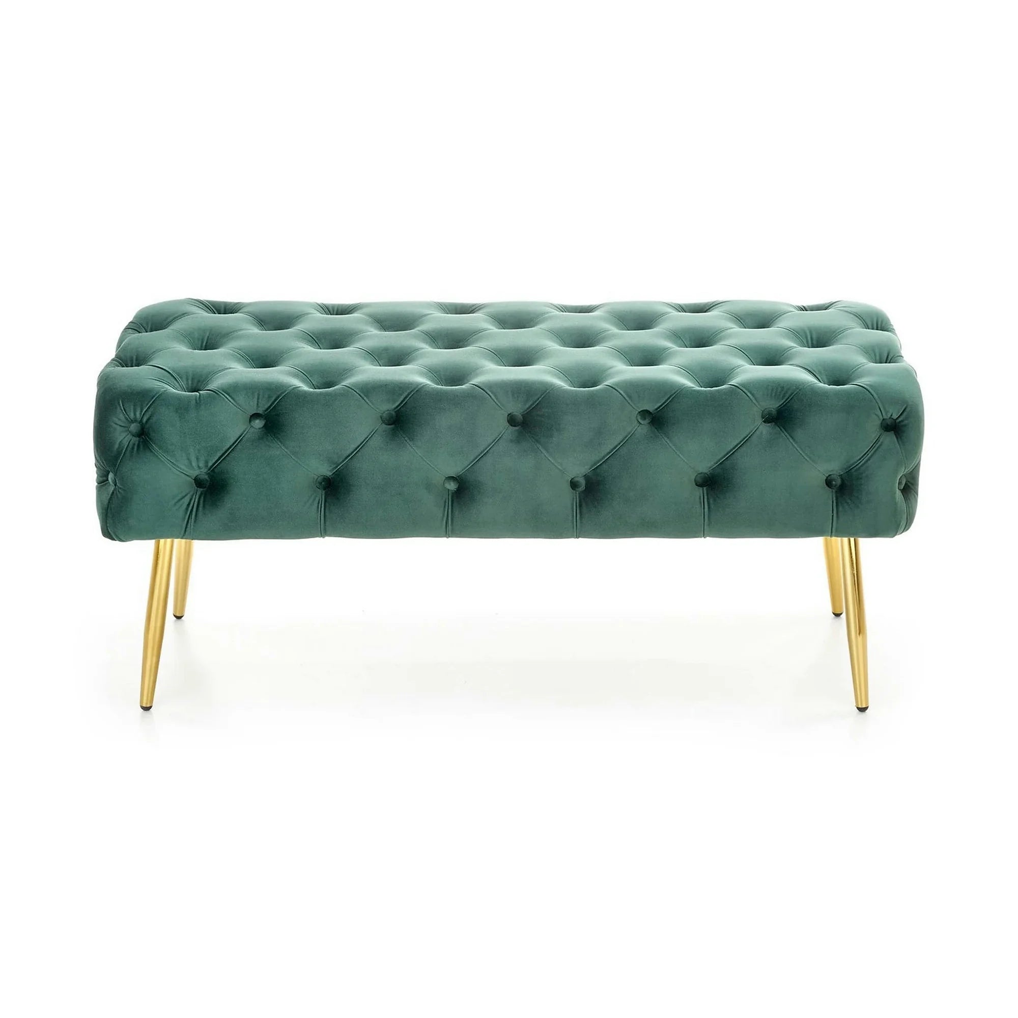 Bancheta verde ATHENA, stofa catifelata verde, 100x45x40 cm