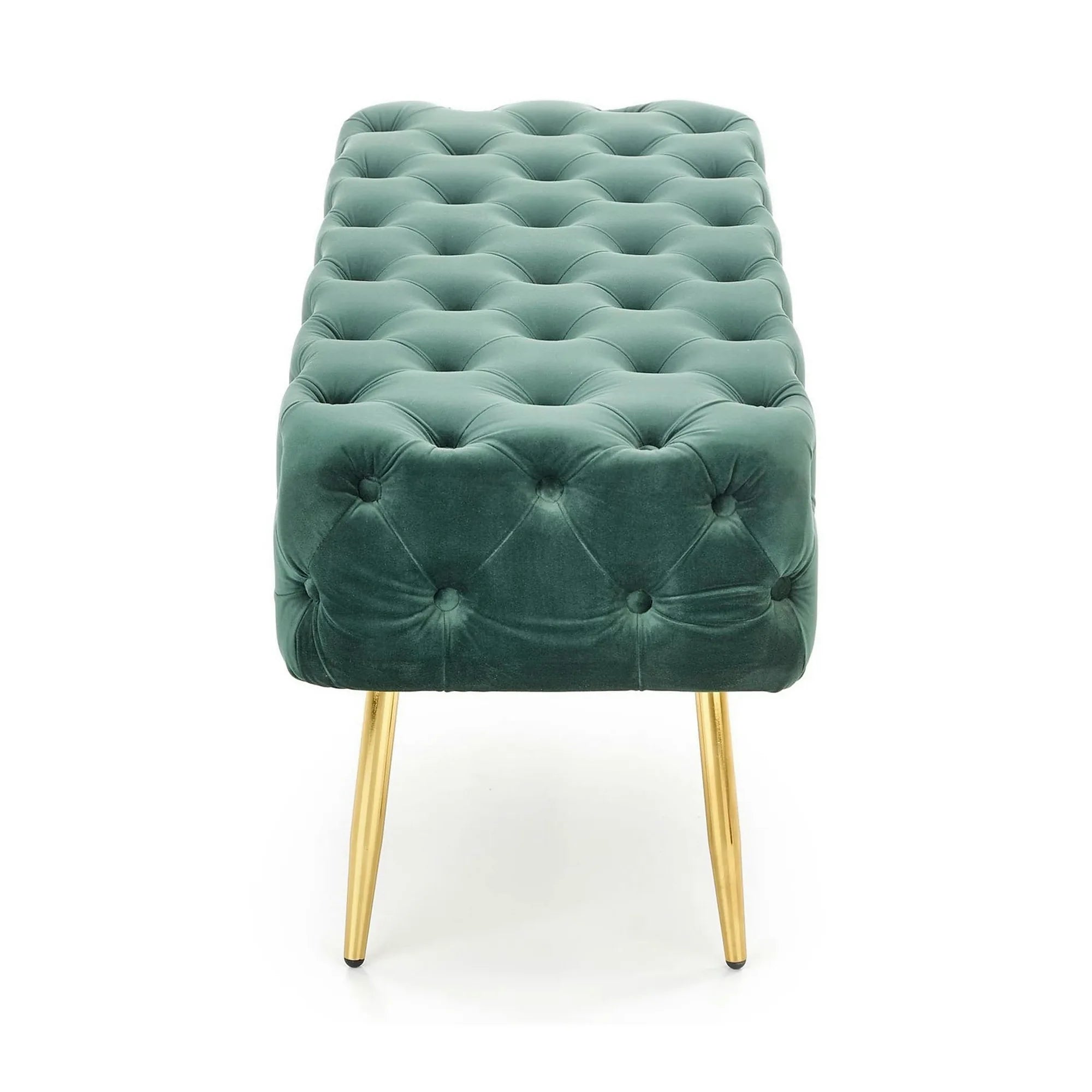 Bancheta verde ATHENA, stofa catifelata verde, 100x45x40 cm