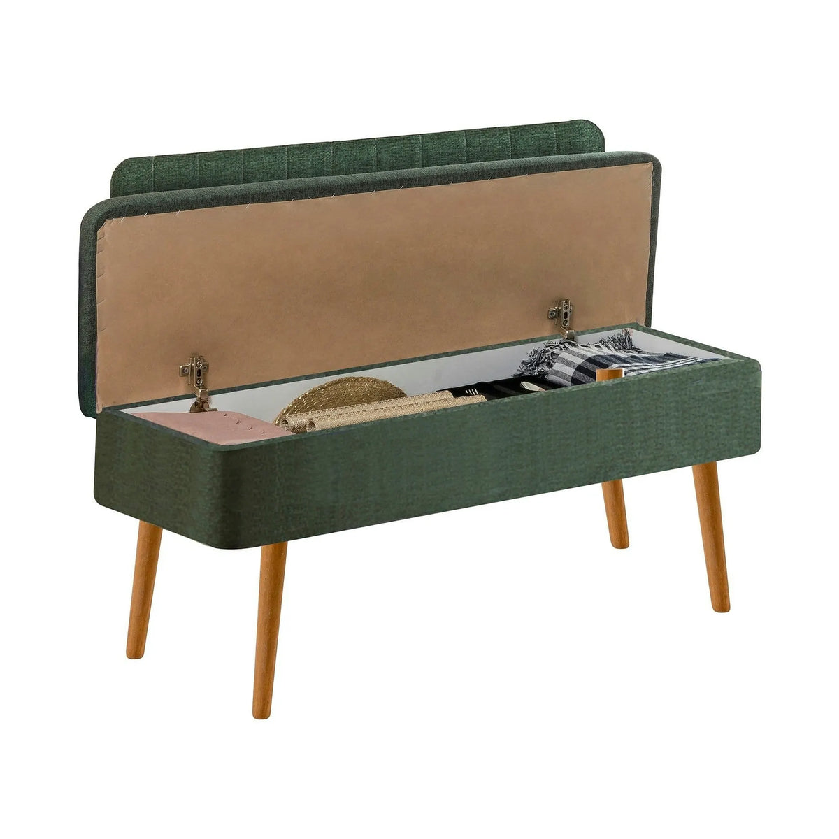 Bancheta VINA 1070, stofa clasica verde, 90x39x40 cm