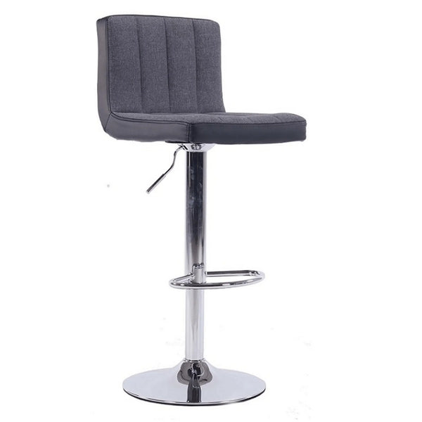 Scaun bar HILDA, gri/negru cromat, stofa clasica/piele ecologica/metal, 40x46x88/109 cm