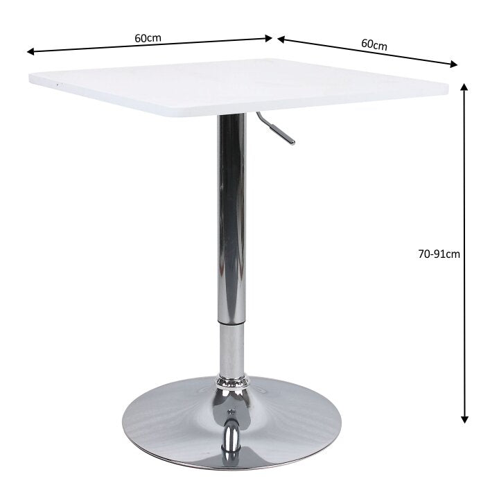 Masa bar FLORIAN 2 NEW, alb/crom, 60x70/91 cm