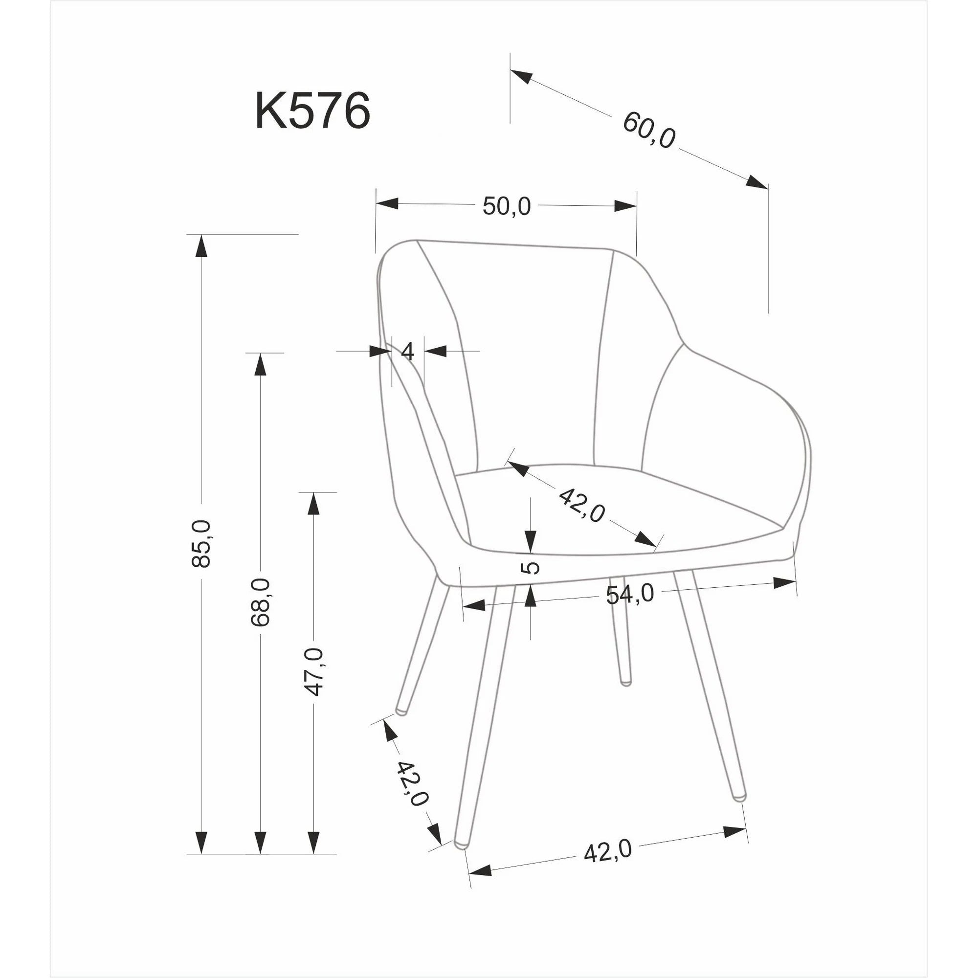 Scaun K576, gri/negru, stofa clasica/otel, 54x60x85 cm