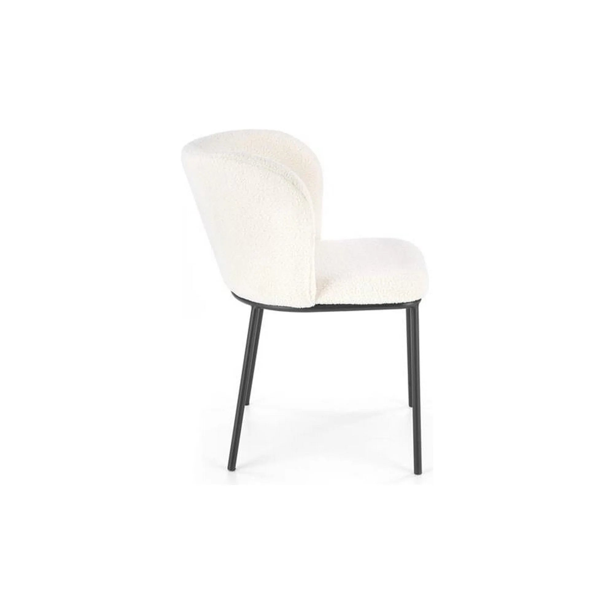 Scaun K518, crem, stofa buclata/metal, 57x59x75 cm